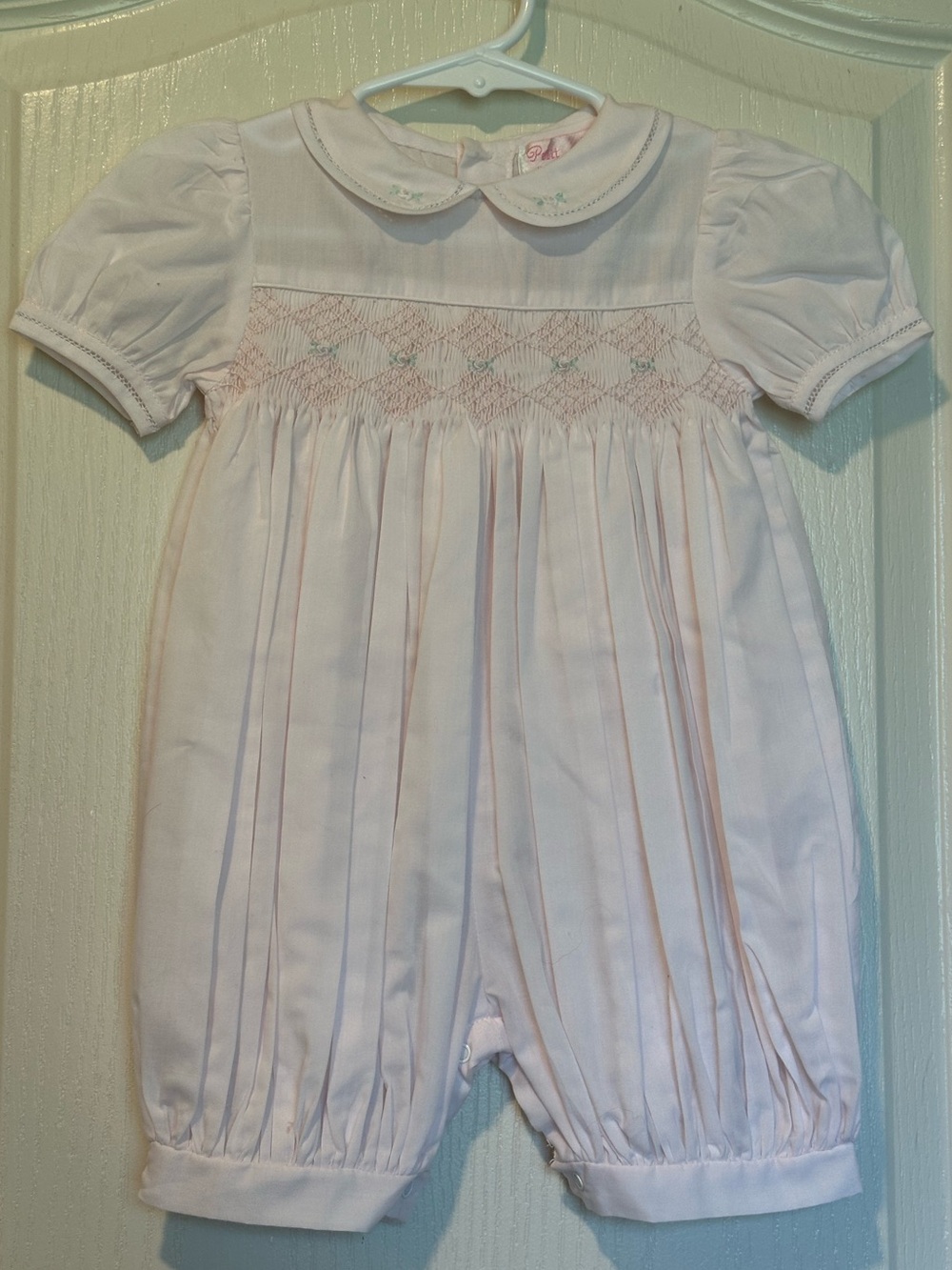 Petite Ami Classic Pink Smocked Baby One-Piece up